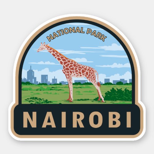 Nairobi National Park Giraffe Travel Art Vintage Sticker