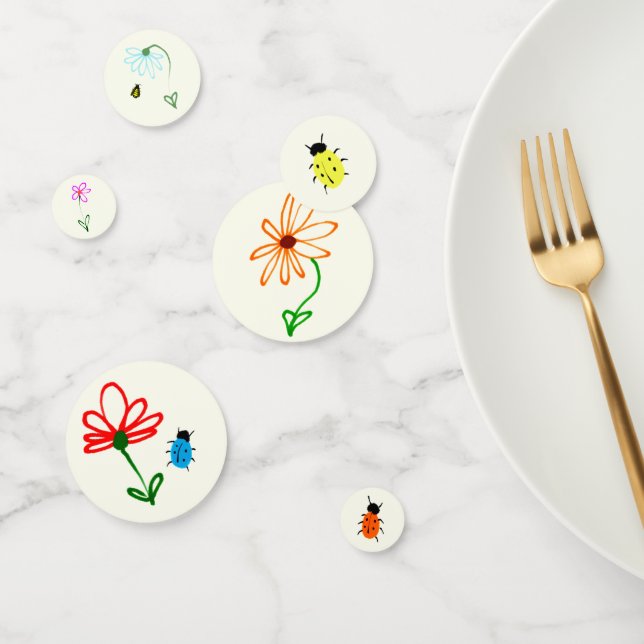 Naive Garden Party Set  Colorful Bugs and Flowers Confetti (Group)