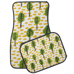 Naive Green Black Tree Pattern Car Floor Mat