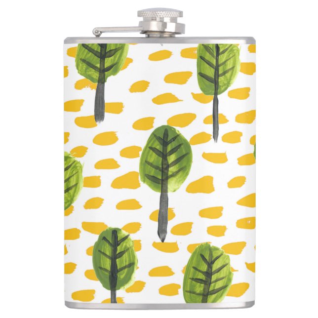 Naive Green Black Tree Pattern Flask (Front)