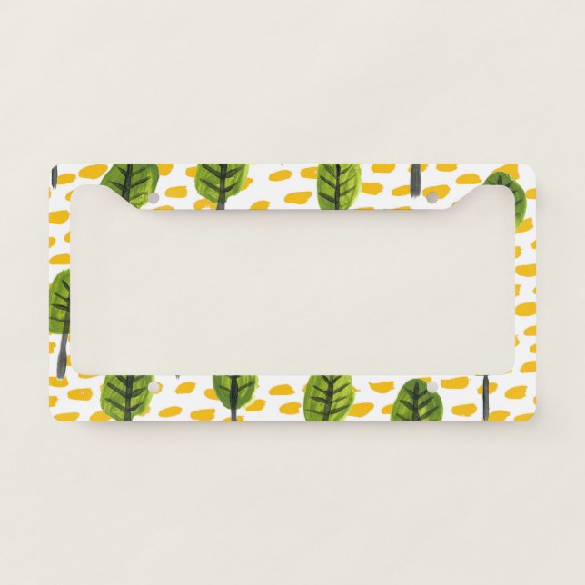 Naive Green Black Tree Pattern License Plate Frame (Front)