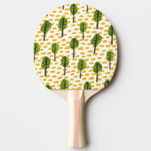 Naive Green Black Tree Pattern Ping Pong Paddle