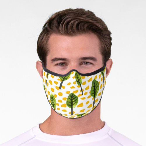 Naive Green Black Tree Pattern Premium Face Mask