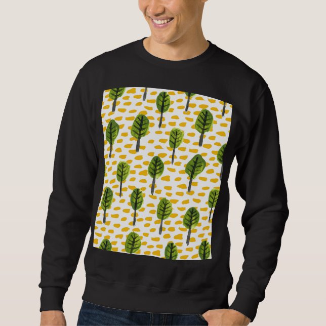 Naive Green Black Tree Pattern Sweatshirt (Front)