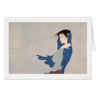 Nakajima Kiyoshi Fine Rain japanese woman art Card