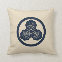 Nakaoka Japanese Mon Crest Oak Leaves Deep Navy