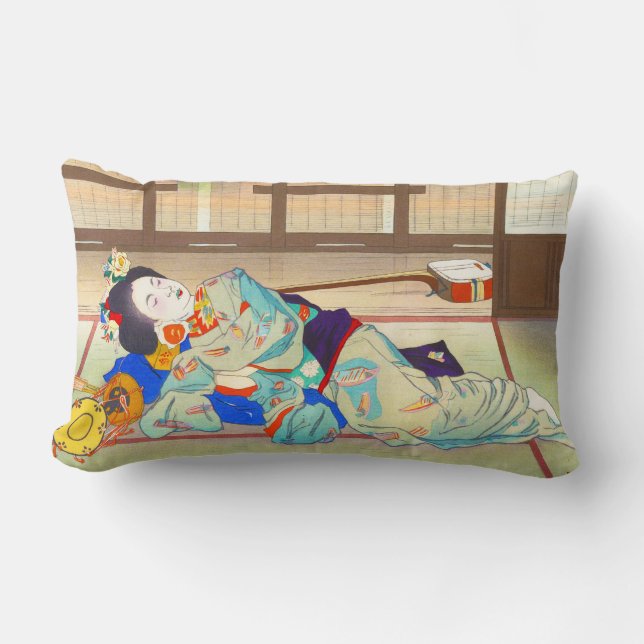 Nakazawa Hiromitsu Inn at Gion japan japanese lady Lumbar Pillow (Front)