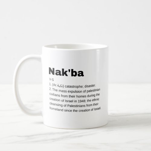 Nakba Meaning design Nakba  Definition text Coffee Mug