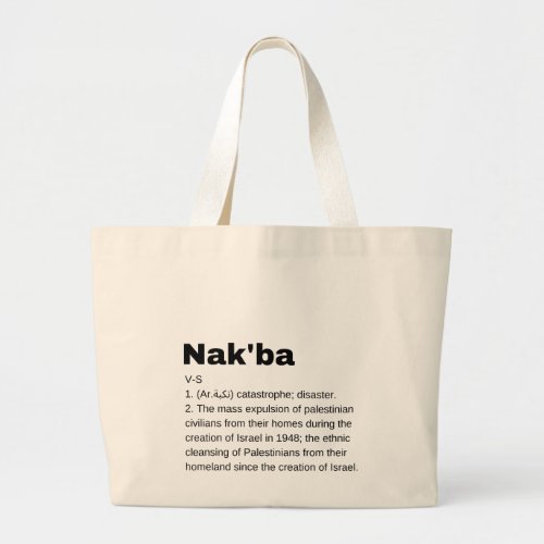 Nakba Meaning design Nakba  Definition text Large Tote Bag