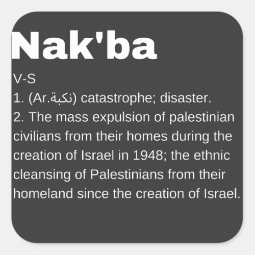 Nakba Meaning design Nakba  Definition text Square Sticker
