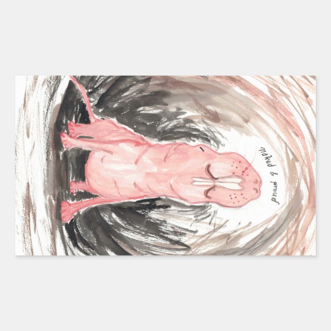Naked (& Proud) Mole Rat Rectangular Sticker (Front)