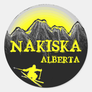 Nakiska Alberta Canada yellow skier stickers