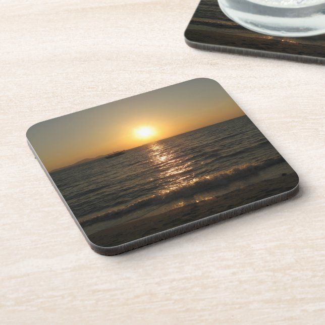 Naklua Beach Sunset .. Pattaya, Chonburi, Thailand Beverage Coaster (Left Side)