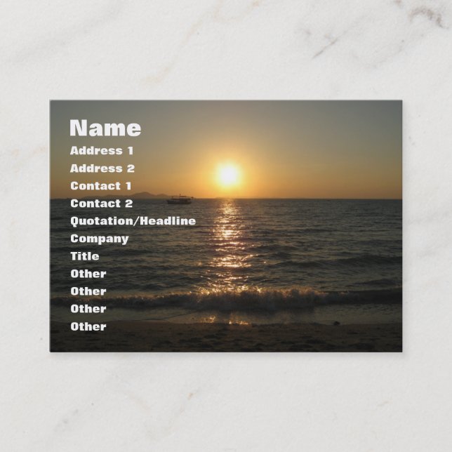 Naklua Beach Sunset .. Pattaya, Chonburi, Thailand Business Card (Front)