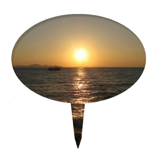 Naklua Beach Sunset .. Pattaya, Chonburi, Thailand Cake Topper (Front)