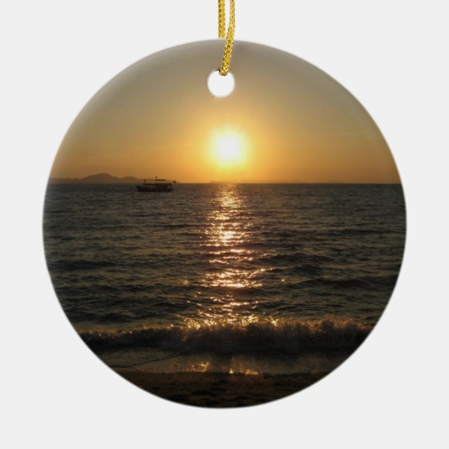 Naklua Beach Sunset .. Pattaya, Chonburi, Thailand Ceramic Ornament (Front)