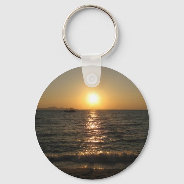 Naklua Beach Sunset .. Pattaya, Chonburi, Thailand Keychain (Front)