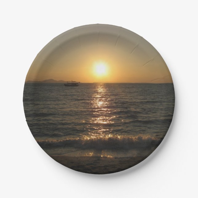 Naklua Beach Sunset .. Pattaya, Chonburi, Thailand Paper Plates (Front)