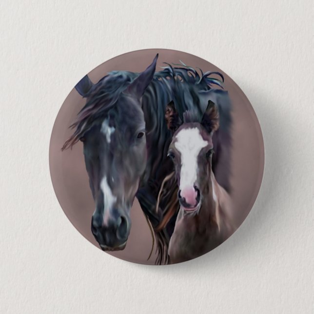 Nakota Mare and Foal Pinback Button (Front)