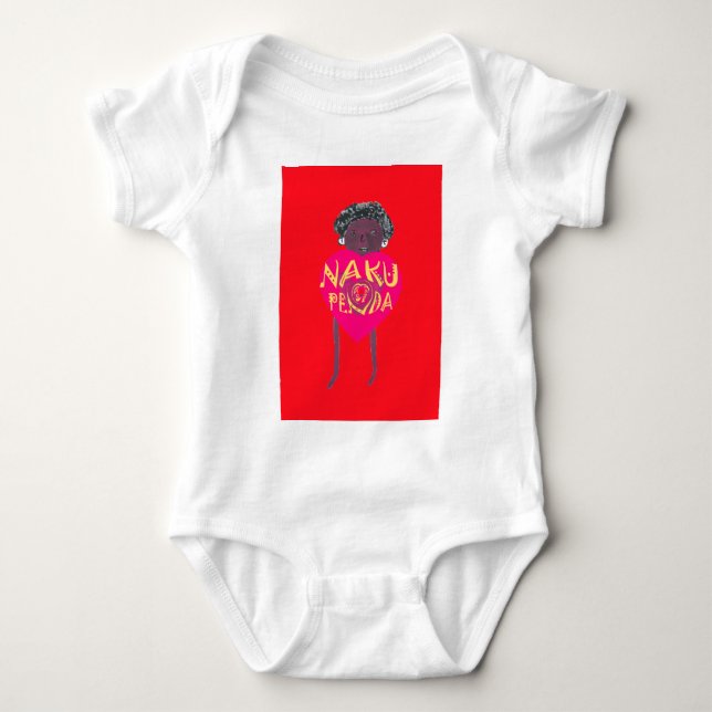 Nakupenda Love Art – Swahili Heart Design Baby Bodysuit (Front)