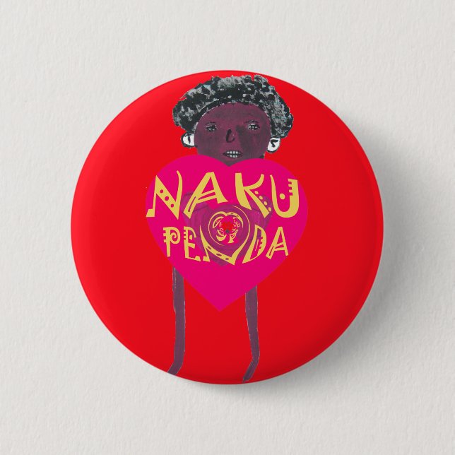 Nakupenda Love Art – Swahili Heart Design Button (Front)
