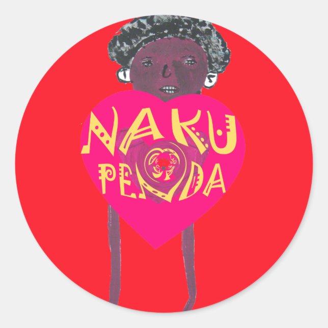 Nakupenda Love Art – Swahili Heart Design Classic Round Sticker (Front)
