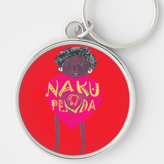 Nakupenda Love Art – Swahili Heart Design Keychain (Front)