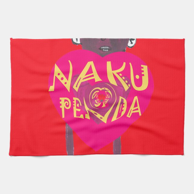 Nakupenda Love Art – Swahili Heart Design Kitchen Towel (Horizontal)
