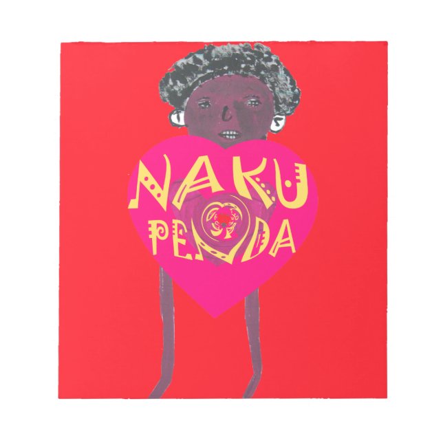 Nakupenda Love Art – Swahili Heart Design Notepad (Front)