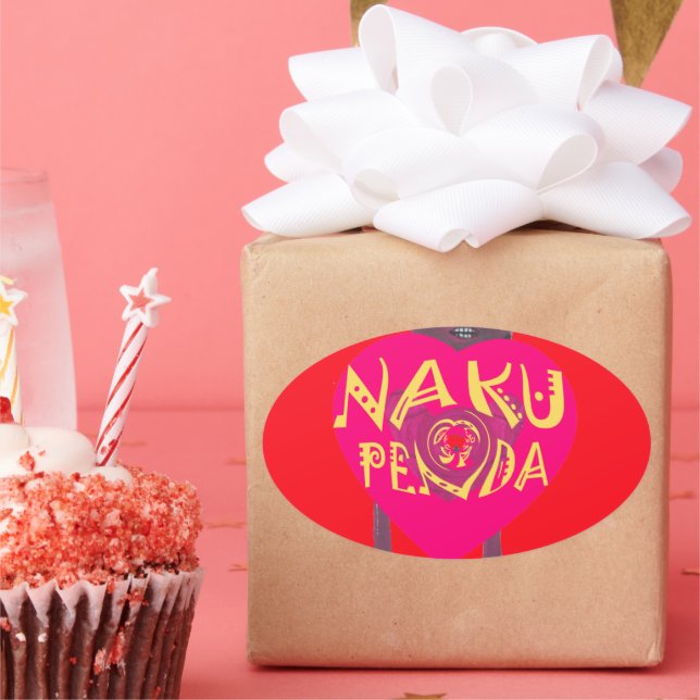 Nakupenda Love Art – Swahili Heart Design Oval Sticker (Party)