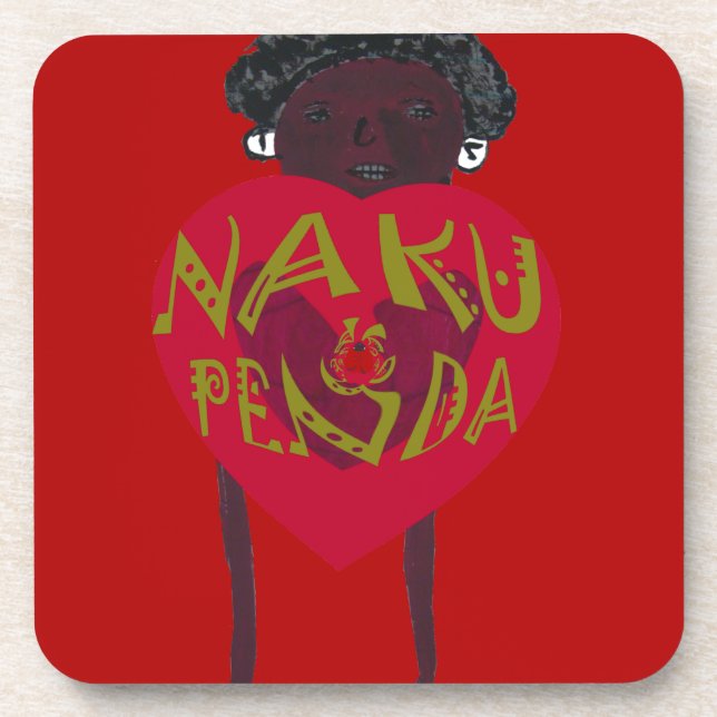  Nakupenda Sana Art Print  Swahili Design Beverage Coaster (Front)