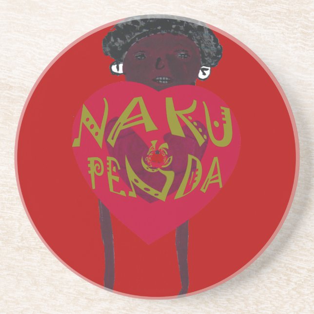  Nakupenda Sana Art Print  Swahili Design Sandstone Coaster (Front)