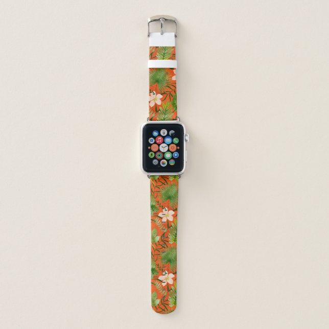 Nalani Hawaiian Tropical Garden Coral Apple Watch Band (Front)