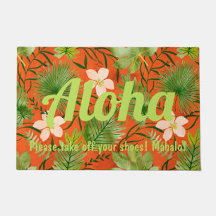 Nalani Hawaiian Tropical Garden Coral Doormat