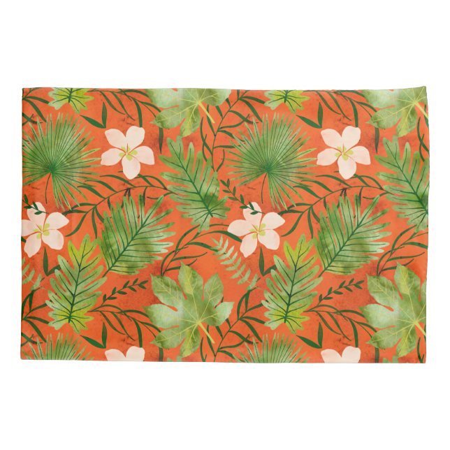 Nalani Hawaiian Tropical Garden Coral Pillow Case (Back)