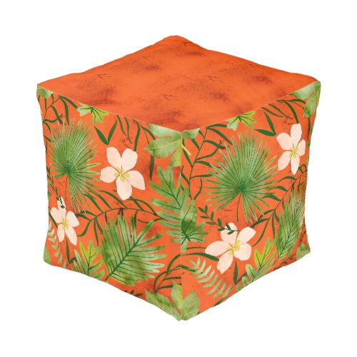 Nalani Hawaiian Tropical Garden Coral Pouf