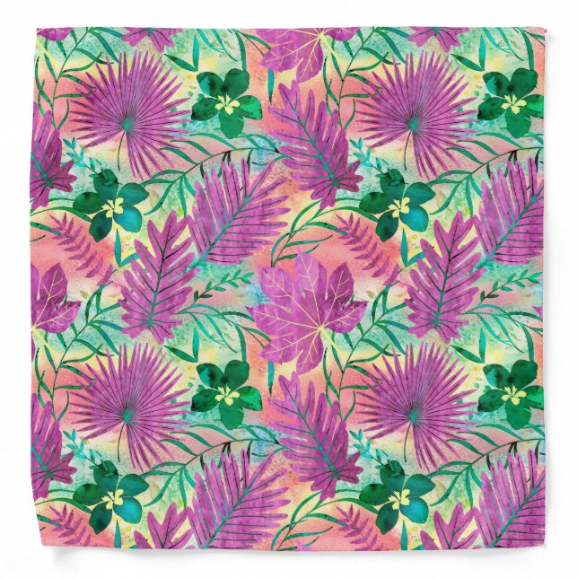 Nalani Hawaiian Tropical Garden Fuchsia Bandana (Front)