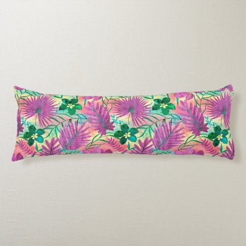 Nalani Hawaiian Tropical Garden Fuchsia Body Pillow