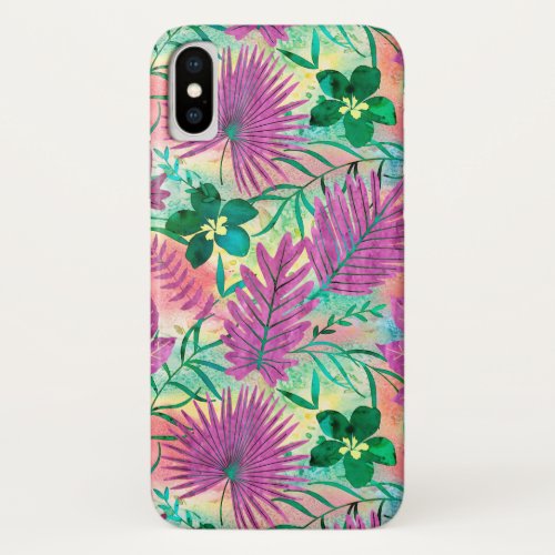 Nalani Hawaiian Tropical Garden Fuchsia iPhone X Case