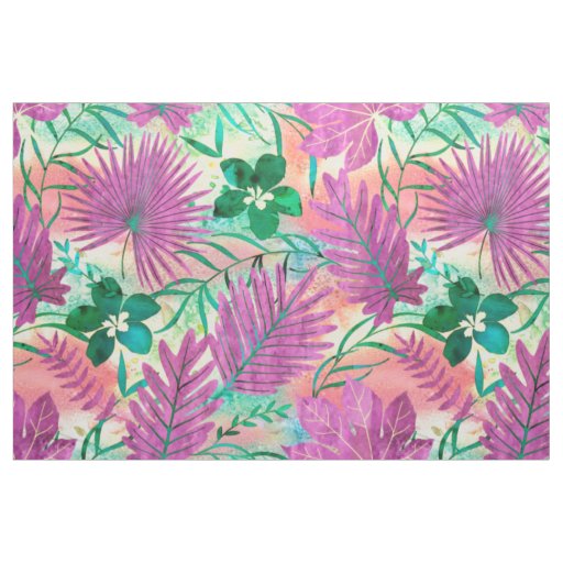 Nalani Hawaiian Tropical Garden Fuchsia Fabric