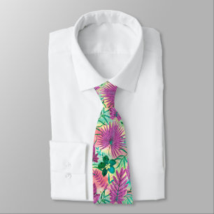 Nalani Hawaiian Tropical Garden Fuchsia Neck Tie