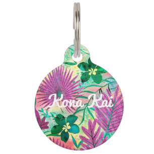 Nalani Hawaiian Tropical Garden Fuchsia Pet ID Tag