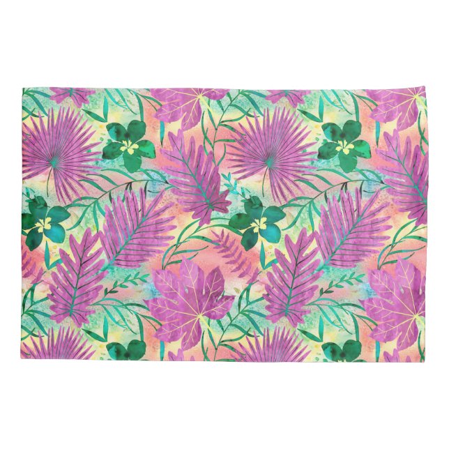 Nalani Hawaiian Tropical Garden Fuchsia Pillow Case (Back)