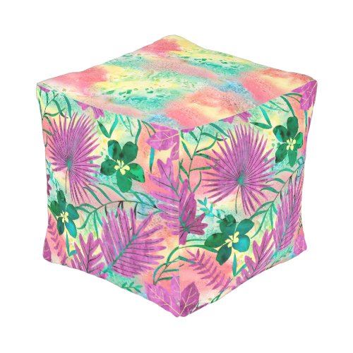 Nalani Hawaiian Tropical Garden Fuchsia Pouf