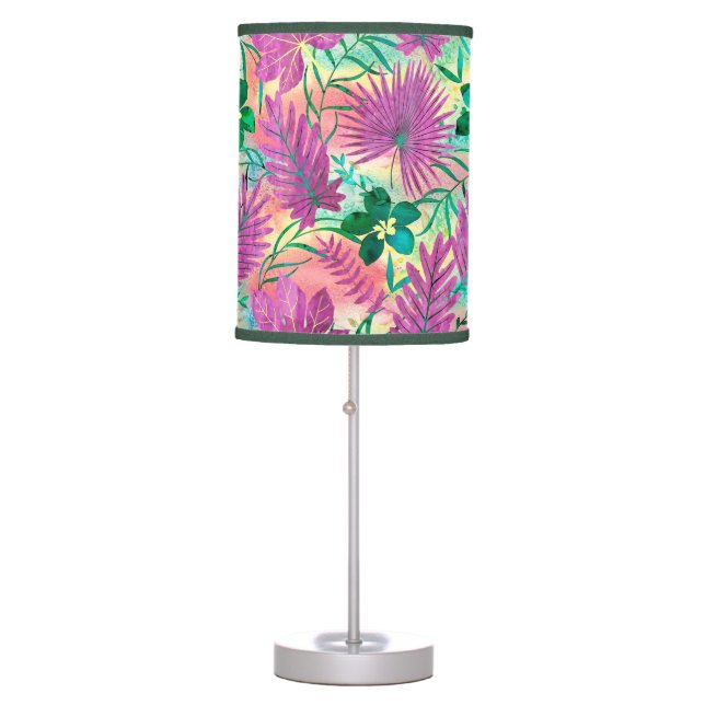 Nalani Hawaiian Tropical Garden Fuchsia Table Lamp (Front)