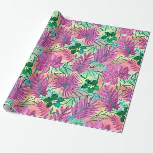 Nalani Hawaiian Tropical Garden Fuchsia Wrapping Paper