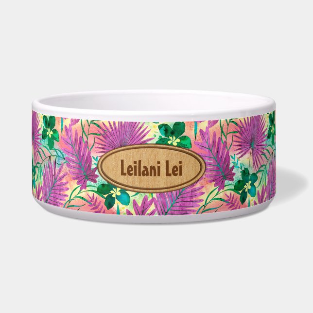 Nalani Hawaiian Tropical Garden Monogram Fuchsia Bowl (Front)