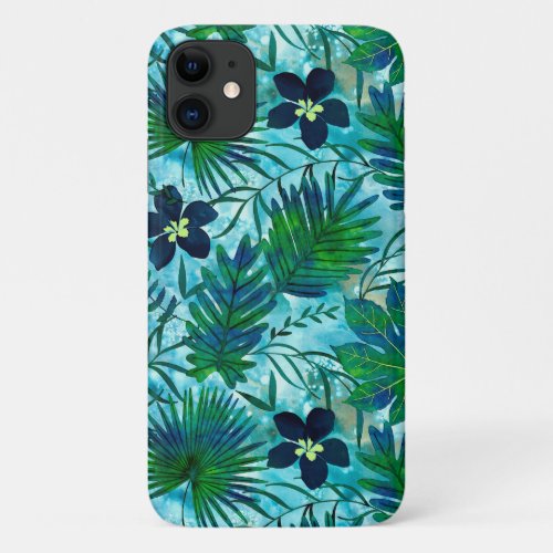 Nalani Hawaiian Tropical Garden Teal iPhone 11 Case