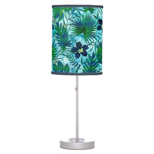 Nalani Hawaiian Tropical Garden Teal Table Lamp