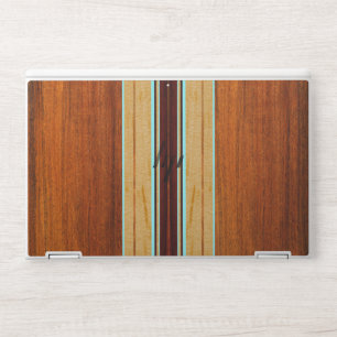 Nalu Hou Faux Koa Wood Surfboard HP Laptop Skin